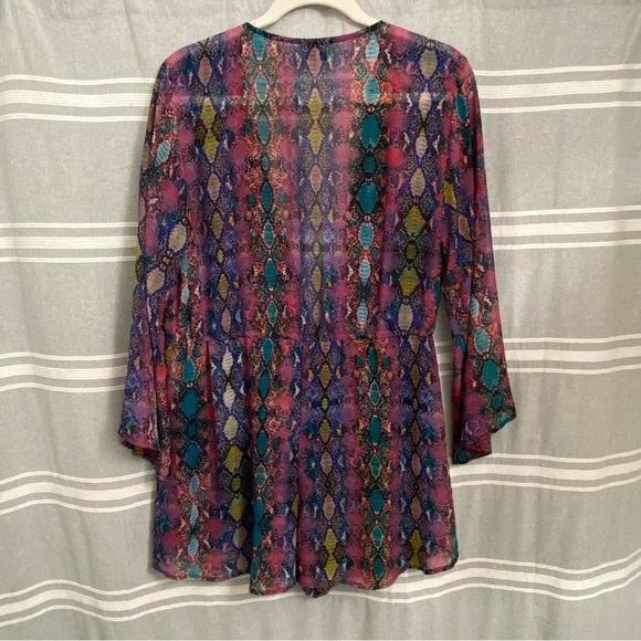 SHOW ME YOUR MUMU / Roxy Romper Oh My Boa Reptile Print Shorts Size XL - Picture 3 of 12